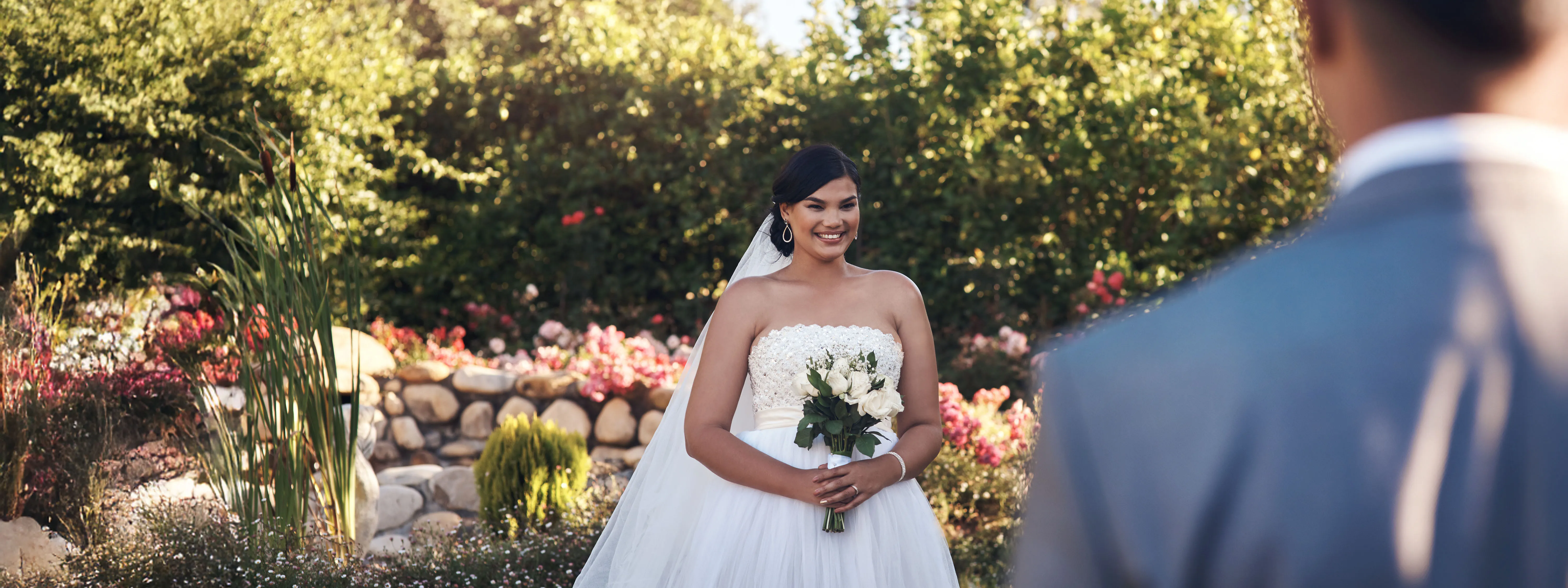 First look moment between bride and groom at a wedding